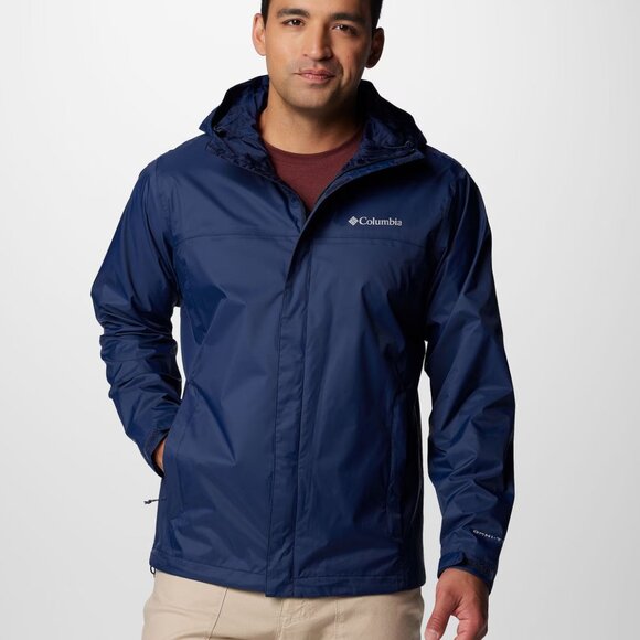 Columbia Men's Watertight II Water-Resistant Nylon Rain Jacket Navy, Size Large - Picture 1 of 16